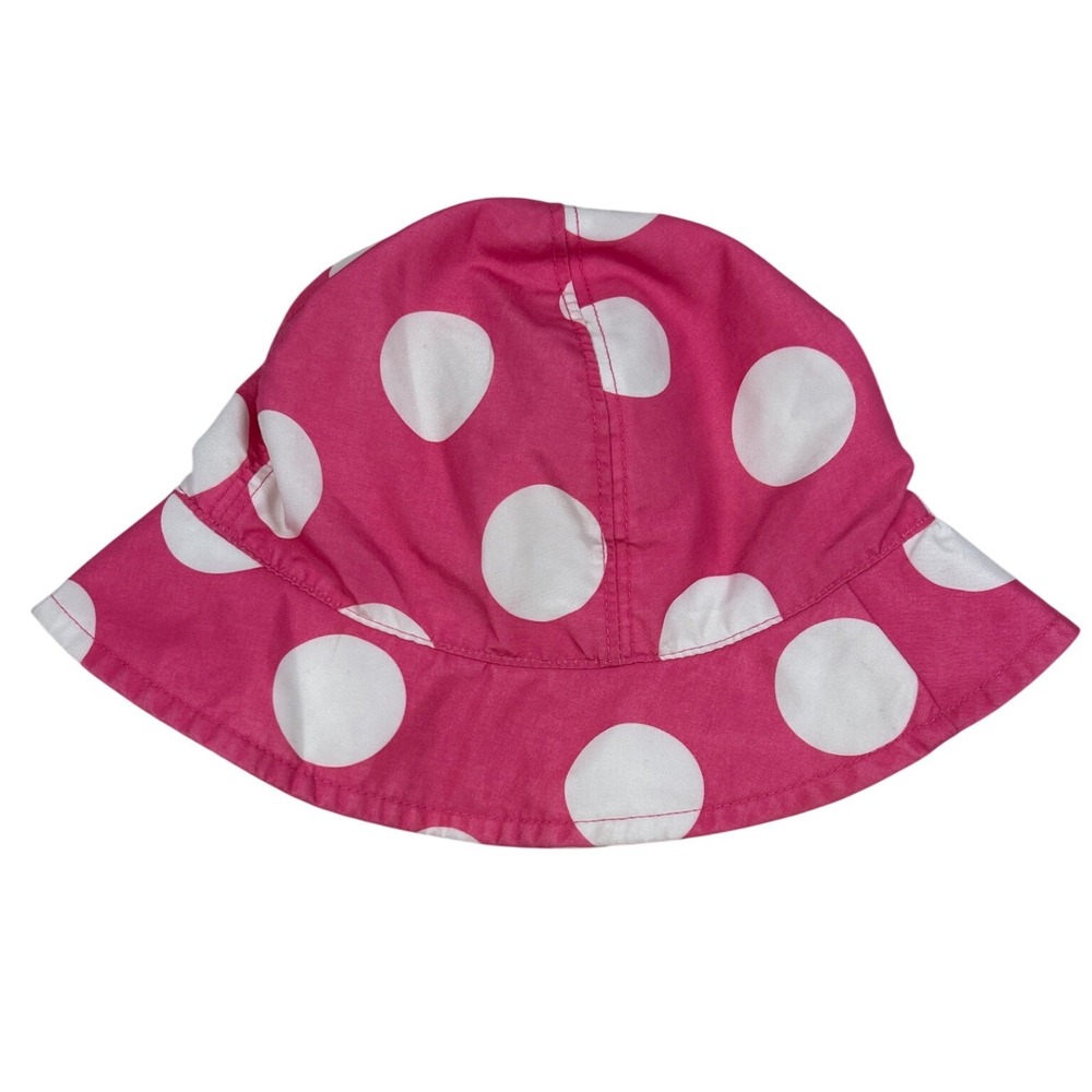 Old Navy Baby Toddler Pink Polka Dot Bucket Sun Hat Hook Loop Strap OTG16803